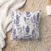 Lavender Fields | Purple Watercolor Flower Pattern クッション (ブランケット)