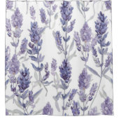 Lavender Fields | Purple Watercolor Flower Pattern シャワーカーテン (正面)