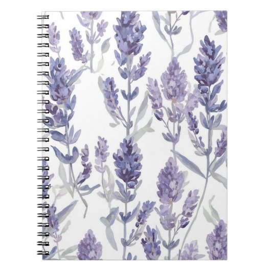 Lavender Fields | Purple Watercolor Flower Pattern ノートブック (正面)