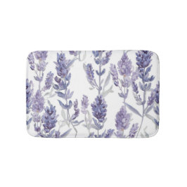 Lavender Fields | Purple Watercolor Flower Pattern バスマット