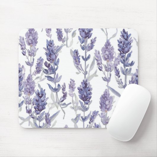 Lavender Fields | Purple Watercolor Flower Pattern マウスパッド (マウス)