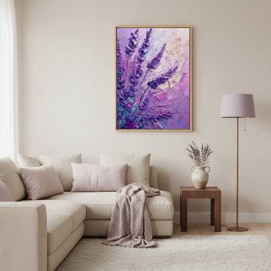 Lavender Floral Abstract Oil Painting Wall Art ポスター