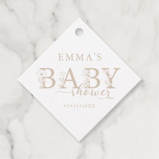 Lavender Floral Baby Shower | Elegant Wildflower フェイバータグ (正面)