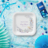 Lavender Floral Baptism Paper Plates ペーパープレート (パーティー)