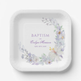 Lavender Floral Baptism Paper Plates ペーパープレート