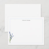 Lavender Floral Border Personalized Stationery ノートカード (正面/裏面)