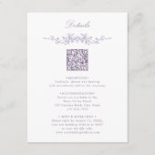 Lavender Floral Border QR Code Wedding Details エンクロージャーカード (正面)