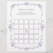 Lavender Floral 'Bridal Bingo' Bridal Shower Game (正面)