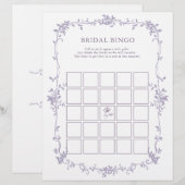 Lavender Floral 'Bridal Bingo' Bridal Shower Game (正面/裏面)