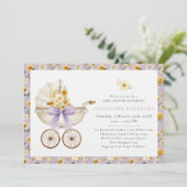 Lavender Floral Carriage Baby Shower Invite 招待状 (スタンド正面)