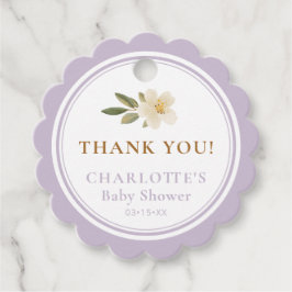 Lavender Floral Carriage Baby Shower Thank You Tag フェイバータグ