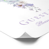 Lavender Floral Cross Baptism Guest Book Sign ポスター (角)