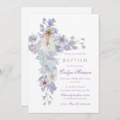Lavender Floral Cross Baptism Invitation 招待状 (正面/裏面)