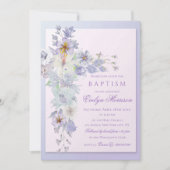 Lavender Floral Cross Baptism Invitation 招待状 (正面)