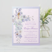 Lavender Floral Cross Baptism Invitation 招待状 (スタンド正面)