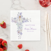 Lavender Floral Cross Baptism Napkins スタンダードランチョンナプキン (インサイチュ)