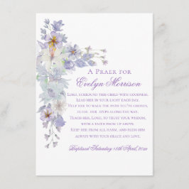 Lavender Floral Cross Baptism Prayer Card エンクロージャーカード