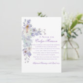 Lavender Floral Cross Baptism Prayer Card エンクロージャーカード (スタンド正面)