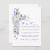 Lavender Floral Cross Baptism Prayer Card エンクロージャーカード (正面/裏面)