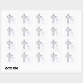 Lavender Floral Cross Baptism Sticker スクエアシール (シート)