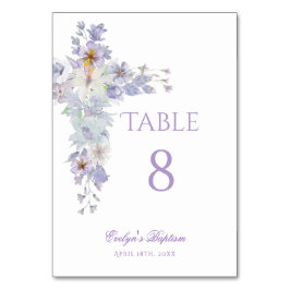 Lavender Floral Cross Baptism Table Number テーブルナンバー