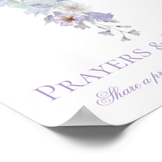 Lavender Floral Cross Baptism Welcome Poster ポスター (角)