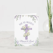 Lavender Floral Cross Christian Sunday invitation  シーズンカード (正面)