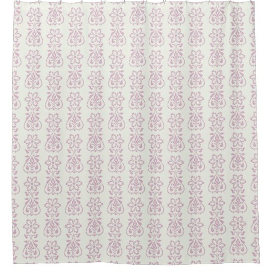 Lavender Floral Damask Pattern シャワーカーテン (正面)