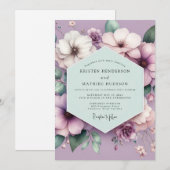 Lavender Floral Dream Wedding 招待状 (正面/裏面)