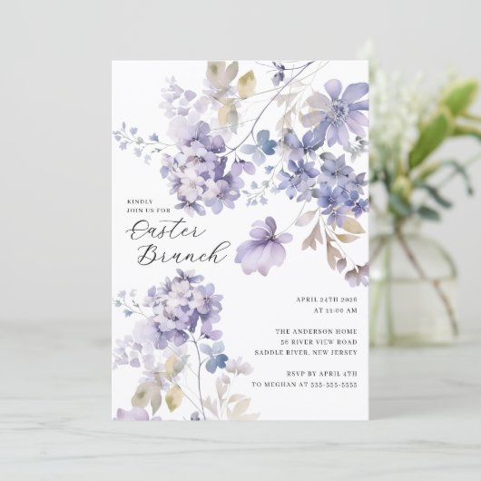 Lavender Floral Easter Brunch Invitation 招待状 (スタンド正面)