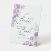 Lavender Floral Elegant Guest Book Wedding Table 台座サイン (正面)