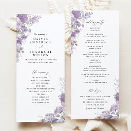 Lavender Floral Elegant Wedding Ceremony Program プログラム