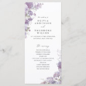 Lavender Floral Elegant Wedding Ceremony Program プログラム (正面)