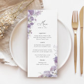 Lavender Floral Elegant Wedding Reception Dinner メニュー
