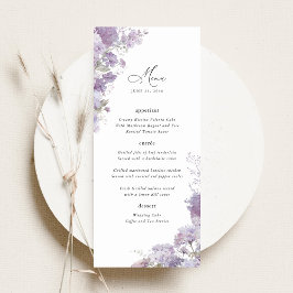 Lavender Floral Elegant Wedding Reception Dinner メニュー