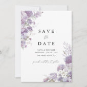 Lavender Floral Elegant Wedding Save the Dat Date セーブザデート (正面)