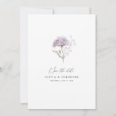 Lavender Floral Elegant Wedding Save the Dat Date セーブザデート (裏面)