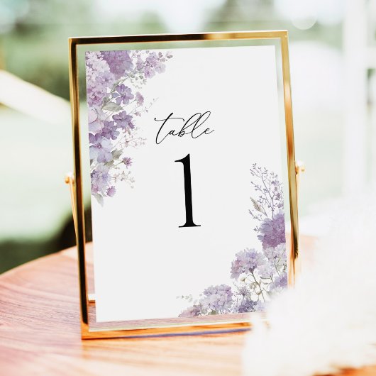 Lavender Floral Elegant Wedding Table Numbers