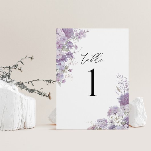 Lavender Floral Elegant Wedding Table Numbers