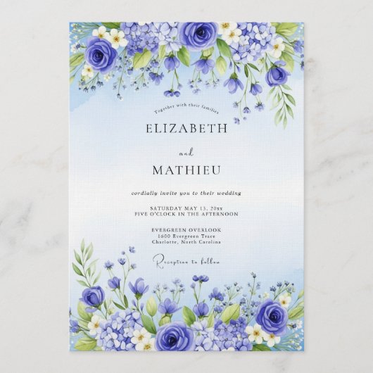 Lavender Floral Enchantment Wedding 招待状 (正面)