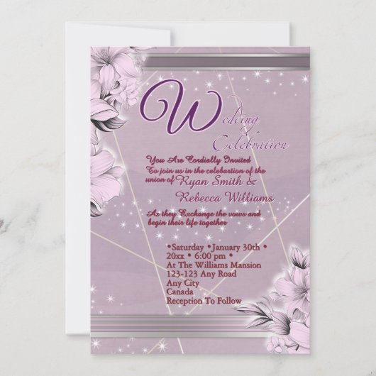  Lavender Floral Flat Card 招待状 (正面)