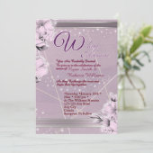  Lavender Floral Flat Card 招待状 (スタンド正面)