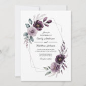 Lavender Floral Frame Wedding Invitation 招待状 (正面)