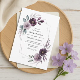 Lavender Floral Frame Wedding Invitation 招待状