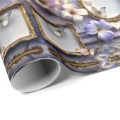 Lavender Floral Frames with Antique Gold Accents ラッピングペーパー (ロールコーナー)