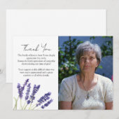 Lavender Floral Funeral Death Thank you  招待状 (正面/裏面)