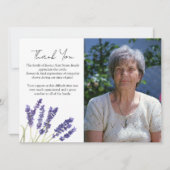 Lavender Floral Funeral Death Thank you  招待状 (正面)