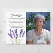 Lavender Floral Funeral Death Thank you  招待状 (正面)