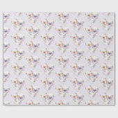 Lavender Floral Heart Pink Butterflies Birthday ラッピングペーパー (フラット)