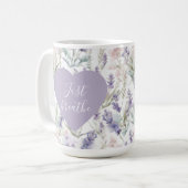 Lavender Floral Just Breathe Calm Motivation コーヒーマグカップ (正面左)